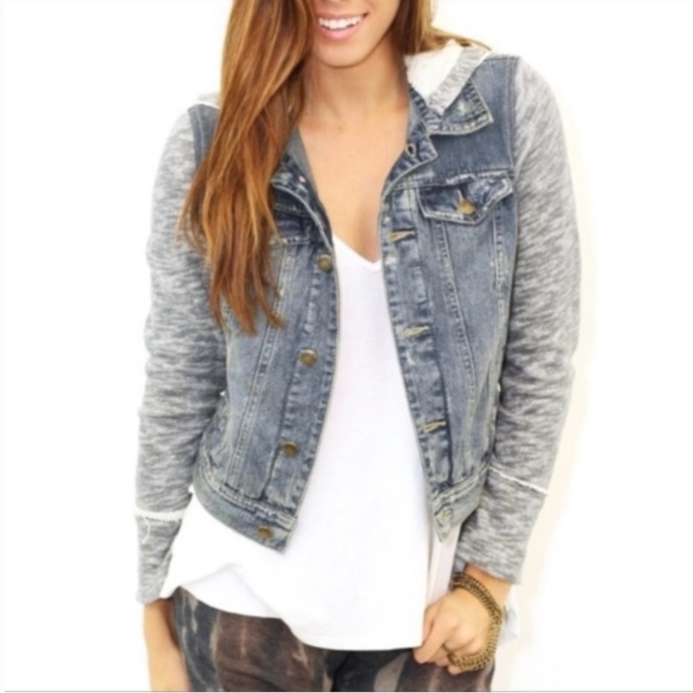 Free People hooded denim jacket, XS, New Without Tags